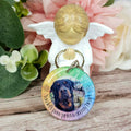 Personalised Pet Memorial Photo Keyring UK – “You Left Pawprints On My Heart” Dog Remembrance Gift
